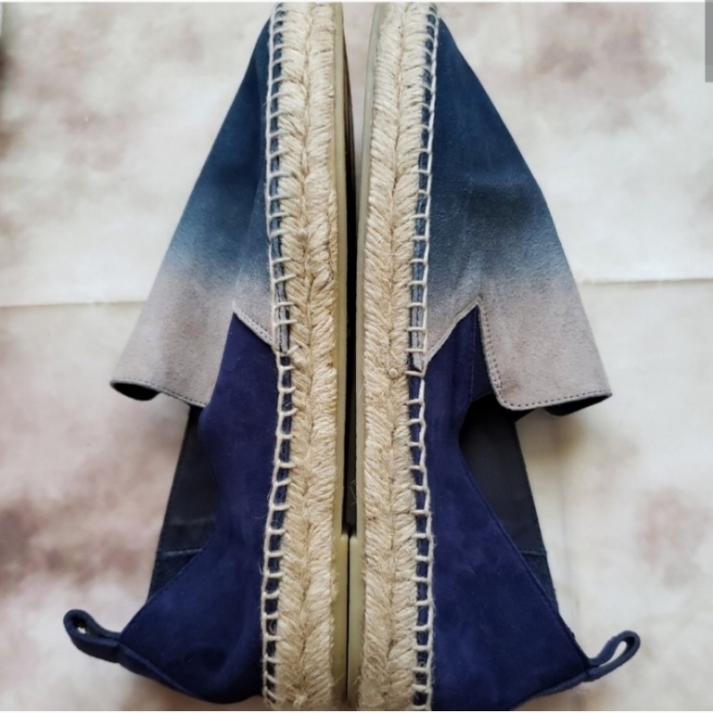 Espadrilles Navy Blue and Taupe Ombre Suede Size 8~